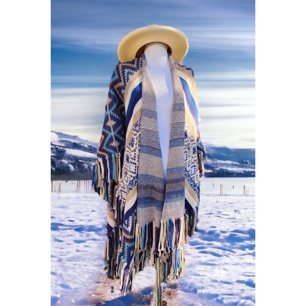 Haute Hoodie Hippie Southwestern Boho Aztec Heavy Wrap Cardigan‎ Sweater O/S